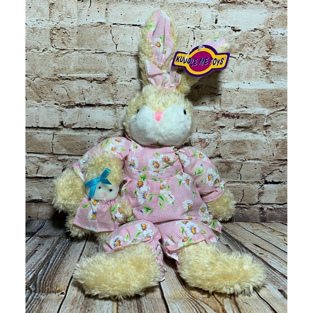 Vintage Mama Rabbit & Baby Rabbit Bunny Plush Kuddle Me Toys Easter Bunny 16"